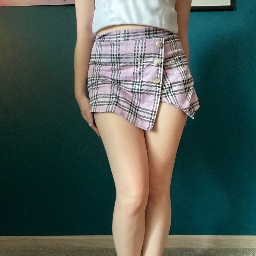 Altar’d State Pink Plaid Skort